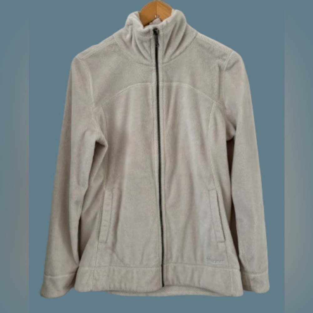 Marmot cream fleece full zip jkt w 2 front pckts SZ M granola gorpcore